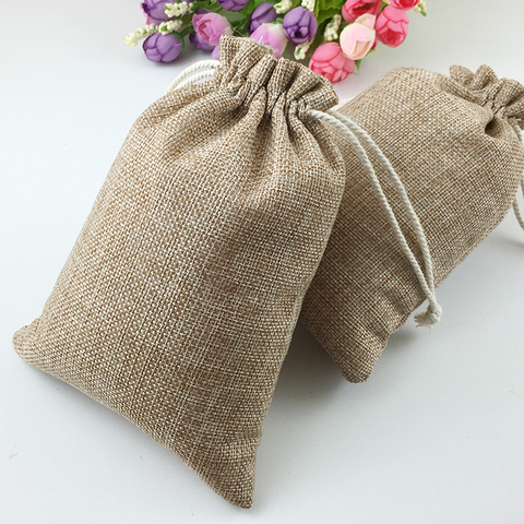 10pcs Vintage Natural Burlap Hessia Gift Candy Bags Wedding Party Favor Pouch Birthday  Supplies Drawstrings Jute Gift Bags ► Photo 1/6