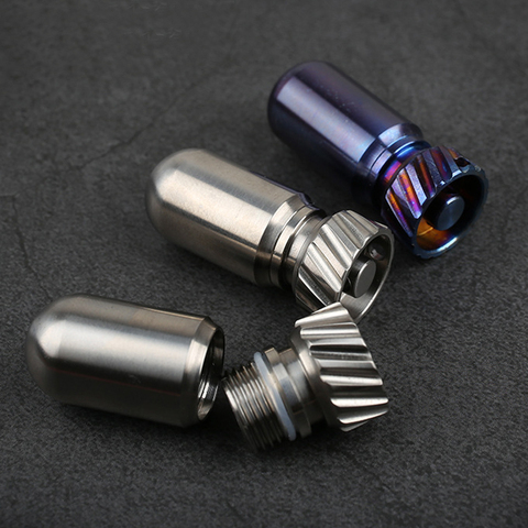 Titanium Alloy Waterproof Canister Medicine Seal Capsule Bottle Mini EDC Bottle Outdoor Camping Tool No Magnetic Light Weight ► Photo 1/6
