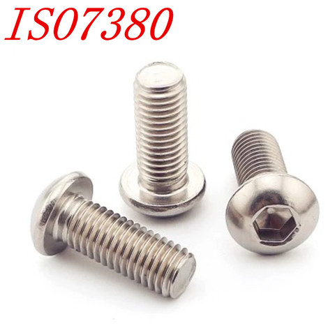 5-50PCS/LOT ISO7380  M2 M2.5 M3 M4 m5 m6 m8 304 Stainless Steel A2 Round Head Screws Mushroom Hexagon Socket Button Head Screw ► Photo 1/4
