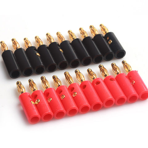 10pcs/Set Banana Plug 4mm Gold Plated Audio Speaker Wire Cable Screw Banana Plug Connector ► Photo 1/5