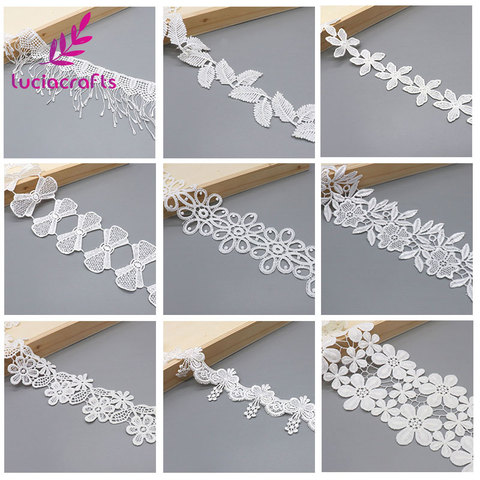 Lucia crafts 1yard/lot Handmade Lace Trim Patchwork Material White Lace Ribbon DIY Garment Sewing Accessories N0306 ► Photo 1/5