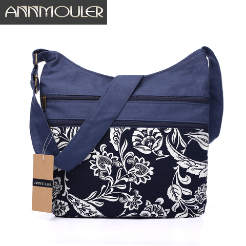 Annmouler Cotton Fabric Sling Shoulder Bag Women's Vintage Hippie Patchwork Messenger Bag Thai Style Hobo Shoulder Gypsy Bag ► Photo 1/6