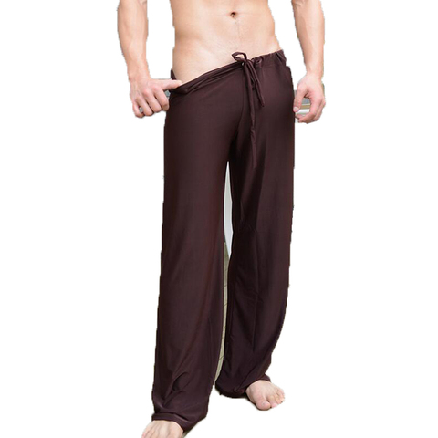 Mens Pajama Pants Low - Waist Fashion Sexy Loose Slippery Home Pants ice silk Long-Sleeved Loungewear Men Lounge Pants Pijama ► Photo 1/6