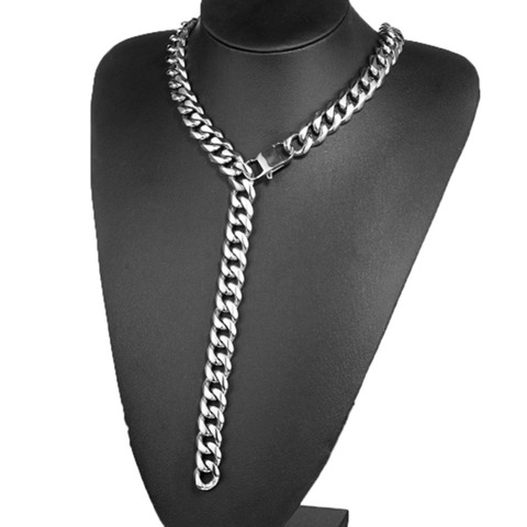 10/13/15/17/19mm Adjustable Choker Tail Hip Hop Rapper Stainless Steel Silver Color Or Gold Color Mens Cuban Curb Chain Necklace ► Photo 1/6