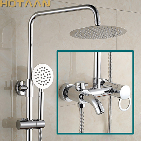 Free shipping 1 Set Bathroom Rainfall Shower Faucet Set Mixer Tap With Hand Sprayer Wall Mounted Chrome Copper YT-5335 ► Photo 1/6