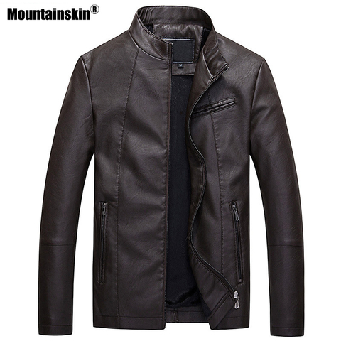 Mountainskin Mens Leather Jackets Autumn Winter Thick Coats Men Velvet Faux Biker Motorcycle Jacket Warm Male Outerwear SA592 ► Photo 1/6