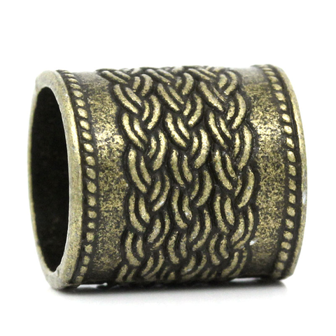 Doreen Box hot-  Spacer Beads Cylinder/Column Antique Bronze Twist Pattern Carved 13mm Dia Hole:Approx 10.5mm,20PCs (B26358) ► Photo 1/3