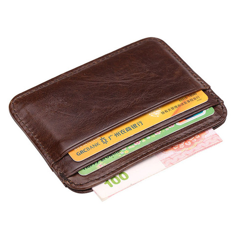 New Arrival Vintage Men's Genuine Leather Credit Card Holder Small Wallet Money Bag ID Card Case Mini Purse For Male ► Photo 1/6