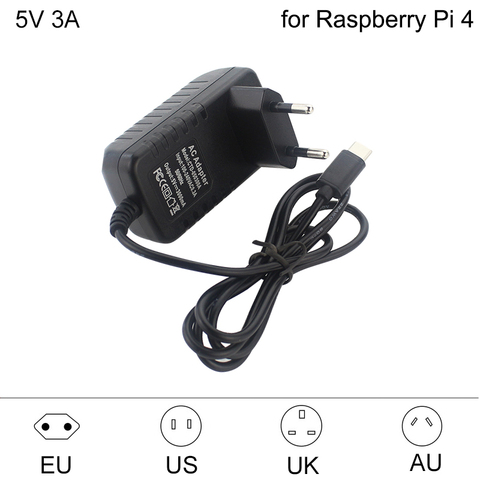 Raspberry Pi 4 Power Supply USB C 5V 3A Power Adapter EU US UK AU 100-240V Power Charger for Raspberry Pi 4 Model B ► Photo 1/6