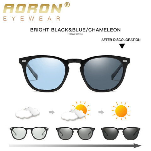 AORON Polarized Photochromic Sunglasses Men /Women Classic Round Sun Glasses TR Frame Aluminum Magnesium Leg ► Photo 1/6