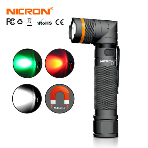 NICRON Magnet 90 Degree Rechargeable LED Flashlight Handfree 1200LM Ultra High Brightness Waterproof Camo Corner LED Torch B70 ► Photo 1/6