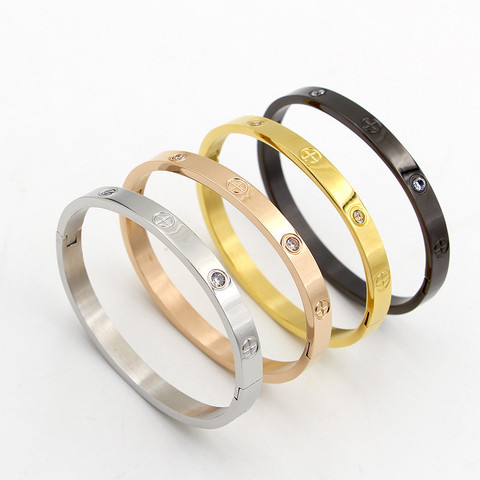 Luxury Brand Bangle Bracelet With Cross Screw For Woman Man Rose Gold Color Wristband Bangles Gift 