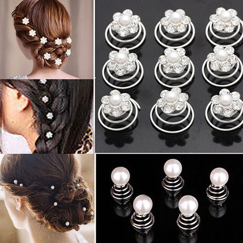 12x Wedding Bridal Hair Pins Rhinestone Twists Coil Flower Swirl Spiral Hairpins ► Photo 1/6