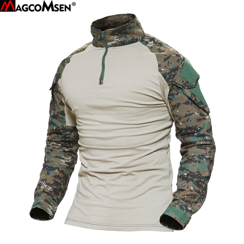 MAGCOMSEN Man Multicam T-shirts Army Camouflage Combat Tactical T Shirt Military Men Long Sleeve T-Shirt Airsoft Hunt T-shirts ► Photo 1/6