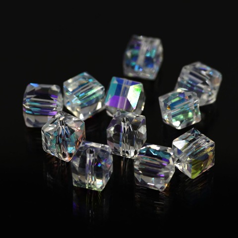 ZHUBI AB Faceted Square Glass Beads Chinese Beading Wholesale DIY Making Jewelry Material Crystal Cube Clear Bead 2/3/4/6/8/10mm ► Photo 1/5
