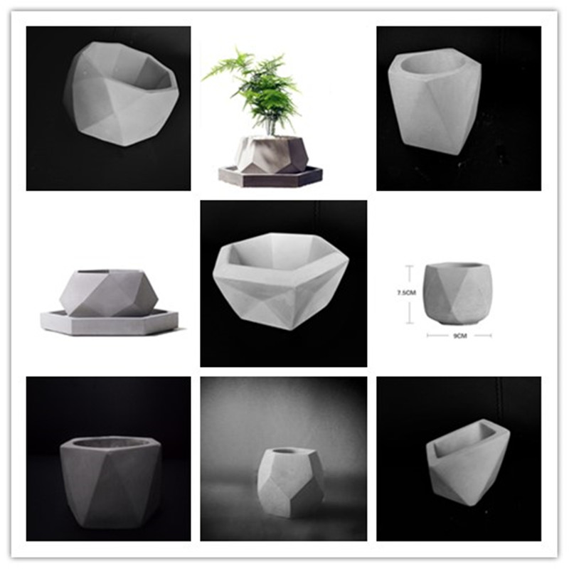 DIY Flower Pot Mold 3D Silicone Concrete Mold Garden Planter Cement Vase Moulds 