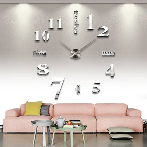 3D DIY Large Wall Clock Acrylic Metal Mirror Wall Stickers Clock Modern Design Super Sticker Digital Watches Clocks Home Decor ► Photo 1/6