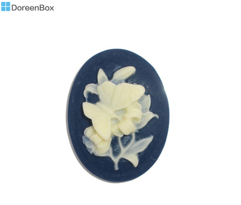 Doreen Box Lovely 10 Resin Flower Oval Cameo Embellishment Findings (B06634) ► Photo 1/1