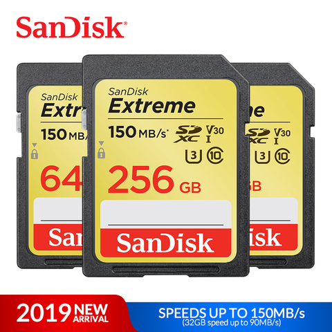 SanDisk Memory Card Extreme SDHC/SDXC SD Card 4K UHD 32GB 64GB 128GB C10 U3 V30 150MB/s (32GB: 90MB/s) UHS-I Flash Card ► Photo 1/5