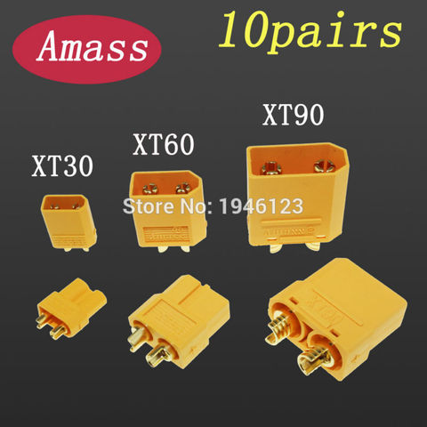 Original Amass Connector XT30 XT30U XT60 XT90 Banana Plug Bullet Connector Male Female For RC FPV Lipo Battery Plug ► Photo 1/6