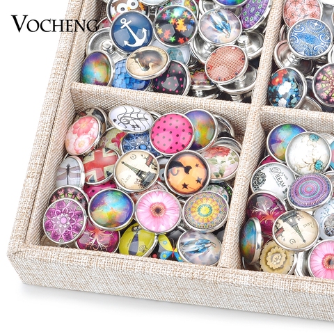 Snap Jewelry Wholesale Mix Sales 50pcs/bag Random 18mm Glass Snap Button Charms Vn-1415 ► Photo 1/4