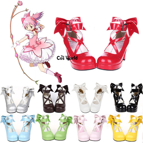 Puella Magi Madoka Magica Kaname Madoka Lolita Platform Pumps High Heels Cosplay Shoes Any Size ► Photo 1/6