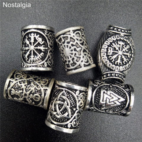 1pcs Viking Runes Bead Craft Diy Jewellery Beard Hair Spacer Beads Accessories Charms For Bracelets Jewelry Making Witchcraft ► Photo 1/6