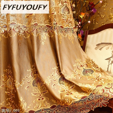 FYFUYOUFY European Luxury elegance Embroidery Blackout curtain for Livingroom French Window Curtain  Shading Window fabric ► Photo 1/6