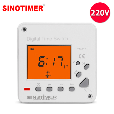 230Vac Super Large LCD Display Back-light 7 Days Weekly Digital Electronic Timer Lighting Switch with backlight and cover ► Photo 1/6