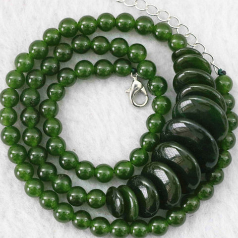 Green Chain Pendant Necklace For Women Natural Stone Chalcedony Jades 6mm Round Beads Strand Necklaces Diy Jewelry 18inch B1027 ► Photo 1/4