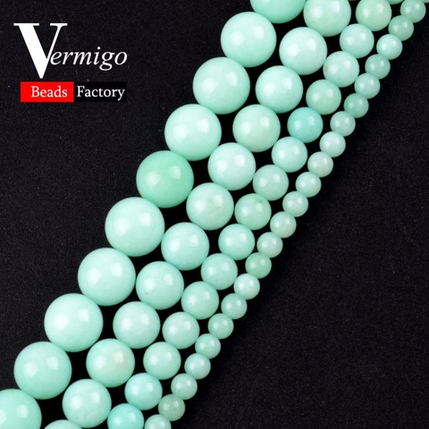 Free Shipping Natural Gem Stone Beads Smooth Amazonite Round Loose Beads For Jewelry Making Diy Bracelet 4 6 8 10mm Pick Size ► Photo 1/4