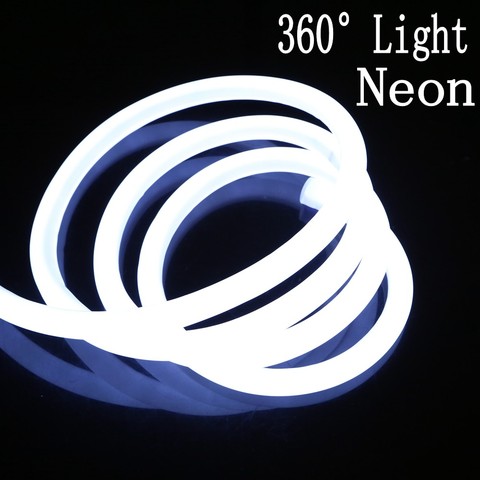 360 Degree Round LED neon Strip 220V 240v Flexible Neon Light Waterproof 120leds/m round two-wire Outdoor light 1m 5m 10m 20m 50 ► Photo 1/6