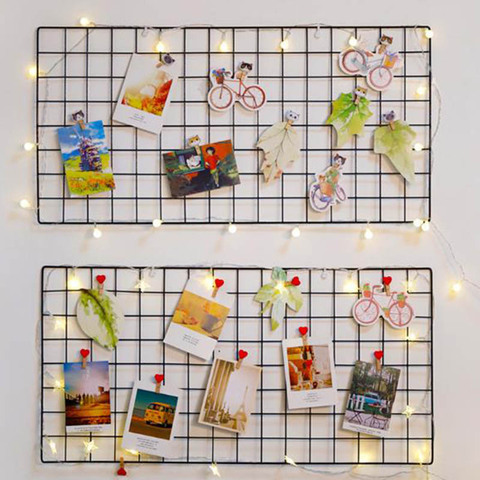 Ins Photo Frame Rack Holder Postcards Mesh Frame Home Decorate Metal Grid Frame Wall Photos Grids DIY Decoration Iron Storage ► Photo 1/1