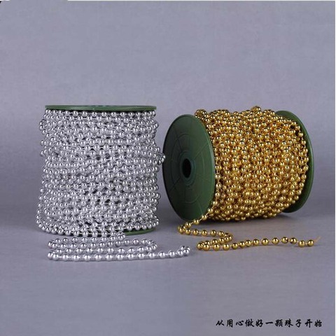 1Meters 6MM Gold Or Silver Artificial Pearl Bead Chain Garland Spool Rope Wedding Party Christmas Tree Home Hanging Decoration ► Photo 1/4