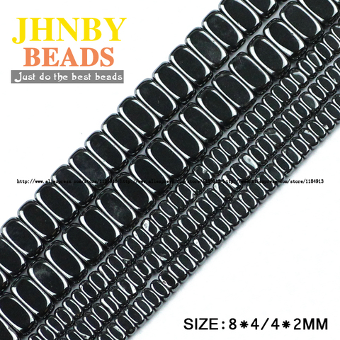 JHNBY Rectangle Black Hematite beads Natural Stone Top quality Cuboid Loose bead Stone 4*2/8*4MM For Jewelry bracelet Making DIY ► Photo 1/1