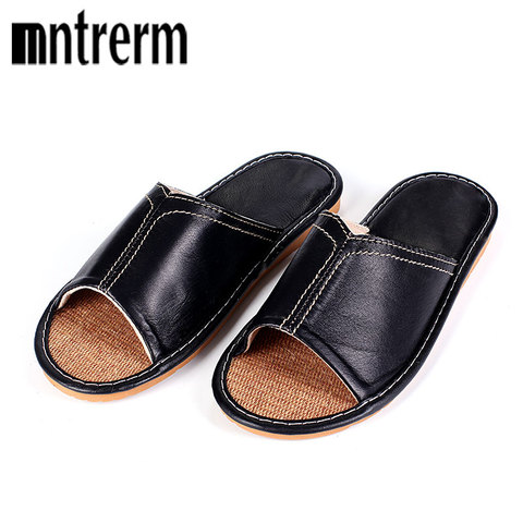 Mntrerm Sheepskin Leather Flat Shoes Men Brown Black 2022 Summer Autumn Slippers Toe British Style Oxford Indoor Shoes For Men ► Photo 1/6