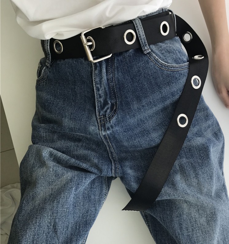 1PC Women Students Jean Canvas Waist Belts Silver Pin Buckle Waistband Fashion Long Personality Casual Metal R