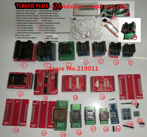 100% ORIGINAL   TL866II PLUS programmer +24 adapters +IC clip  High speed AVR MCU Flash EPROM Programmer replace TL866A/CS ► Photo 1/6