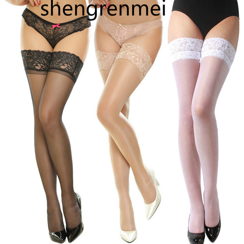 Shengrenmei 2022 New Sexy Women's Non-slip Elastic Silk Stocking Thigh High Ladies Long Stockings Top Lace Pattern Random ► Photo 1/5