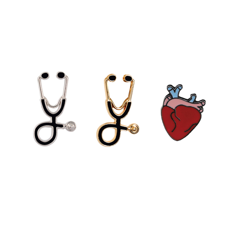Organ Medical Stethoscope Brooches Pins Heart Tooth Brain Eye Badges For Doctor Nurse Dentist Jewelry Enamel Jackets Collar Pin ► Photo 1/6