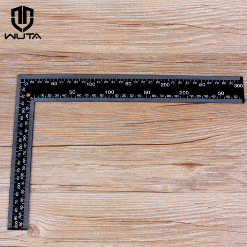 WUTA New Leather Craft Ruler Metal Angle Square Measuring L-Shaped Ruler Precision Double Sided SAE & METRIC Scale  300X200mm ► Photo 1/3
