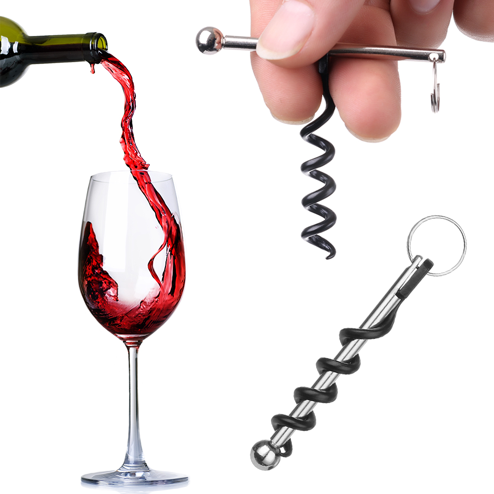 Outdoor Creative EDC Corkscrew Pocket Red Wine Bottle Opener Keyring Tool 