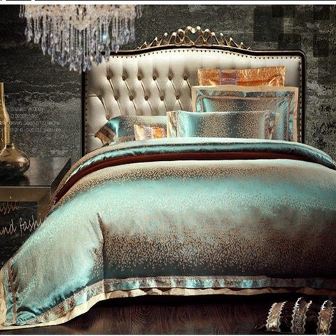 4/6pcs Green Jacquard Satin Bedding Set King Queen Luxury Tribute Silk Quilt/Duvet Cover Bed Sheet Linen Bedclothes Home Textile ► Photo 1/6