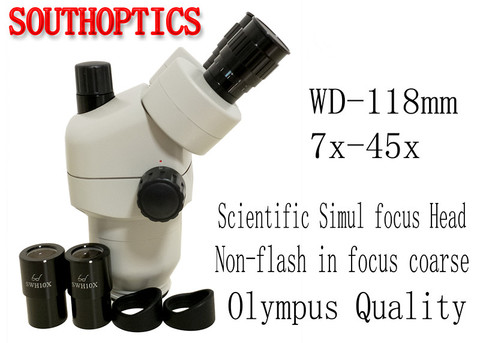 Scientific 7X-45X Zoom Stereo Microscope Trinocular head SWF10x-23 eyepiece rubber eye-guards Microscope accessories ► Photo 1/4