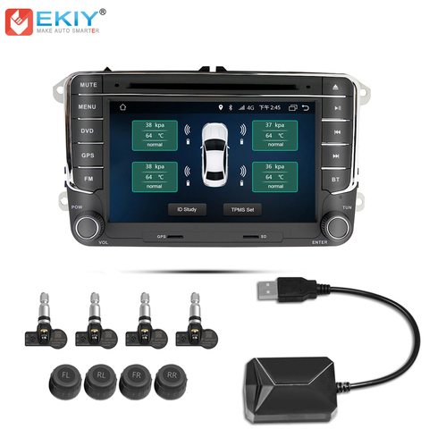 EKIY Tire Pressure Monitoring System TPMS for Android Car DVD Navi USB Tyre Sensors Alarm Monitoring System Kit With 4 Sensors ► Photo 1/6