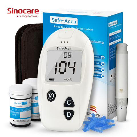 medical microtech Sinocare CE Safe-Accu Blood Glucose Meter Glucometer Diabetes Tester &Test Strips Lancets Medical Blood Sugar ► Photo 1/6