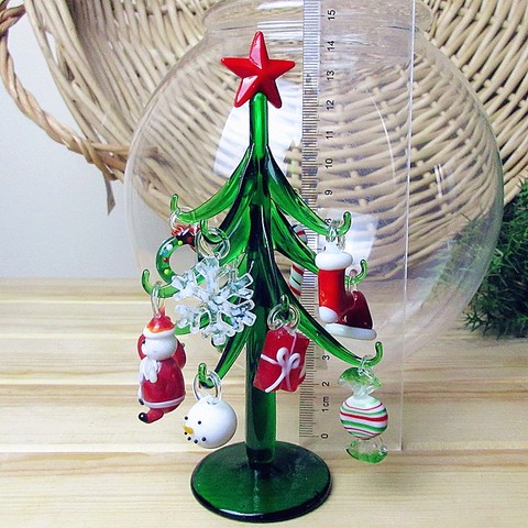 Custom hand made Murano glass crafts Christmas tree Figurines ornaments simulation Christmas home Decoration pendant gift 15cm ► Photo 1/4