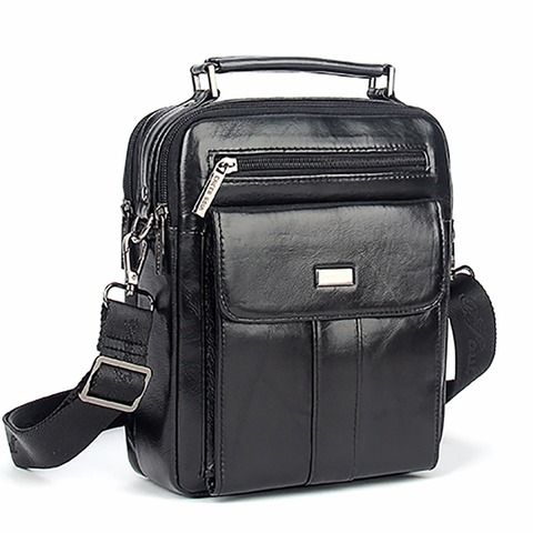 100% Genuine Leather Men Business Handbag Tote Bags Luxury Cross Body Designer First Layer Cowhide Messenger Single Shoulder Bag ► Photo 1/6