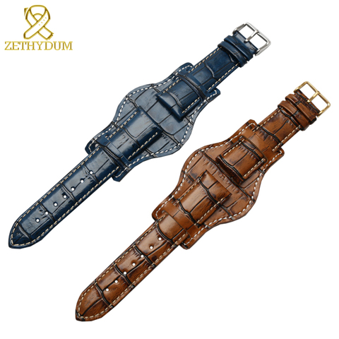 Genuine leather bracelet 18mm 20mm 22mm Restoring watch strap mens watchband With mat wristwatches band Bamboo grain wristband ► Photo 1/6