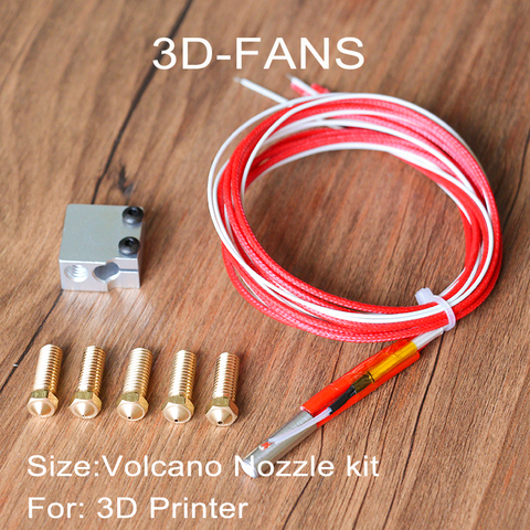 3D printer E3D Volcano Nozzle kit - 12V or 24V Volcano Hotend Extrusion Aluminum block Cartridge Heater Thermistors + 5 Nozzle ► Photo 1/1